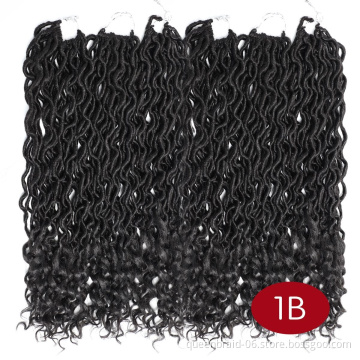 Dreadlocks Braids 24strands 18"75g Deep Wave Curly Ends Crochet Hair Braids Wavy Goddess Locs Synthetic Braiding Faux locs Hair